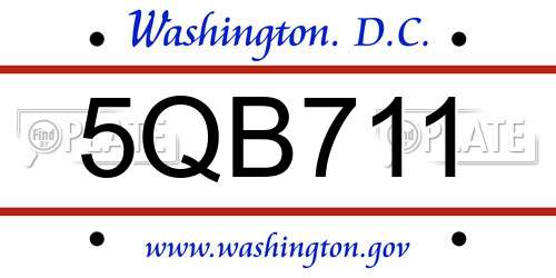 5QB711 District Of Columbia License Plate