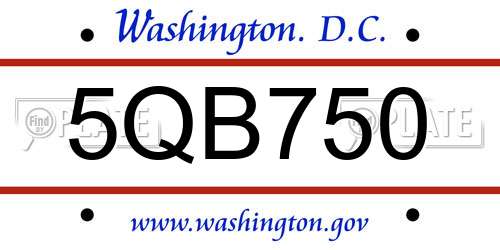5QB750 District Of Columbia License Plate