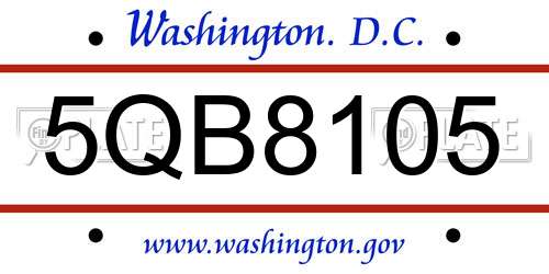5QB8105 District Of Columbia License Plate