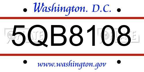5QB8108 District Of Columbia License Plate
