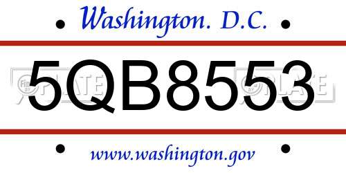 5QB8553 District Of Columbia License Plate