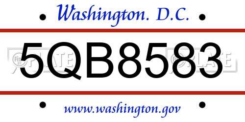 5QB8583 District Of Columbia License Plate