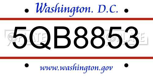 5QB8853 District Of Columbia License Plate