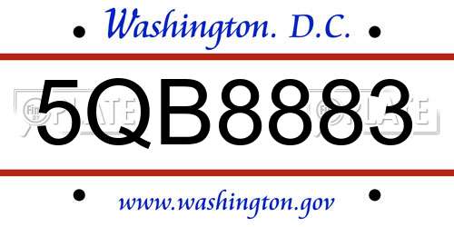 5QB8883 District Of Columbia License Plate