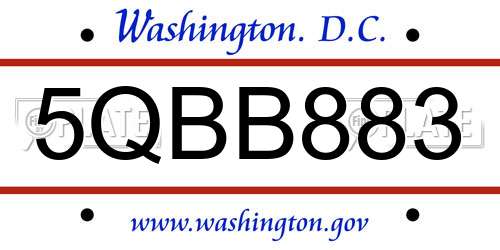 5QBB883 District Of Columbia License Plate
