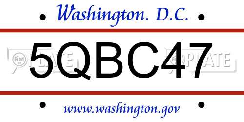 5QBC47 District Of Columbia License Plate