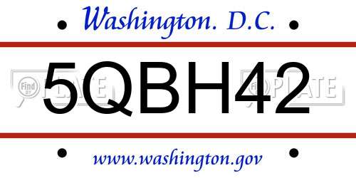 5QBH42 District Of Columbia License Plate