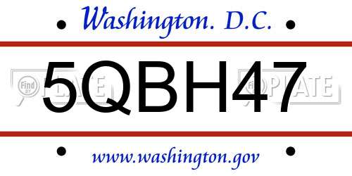 5QBH47 District Of Columbia License Plate