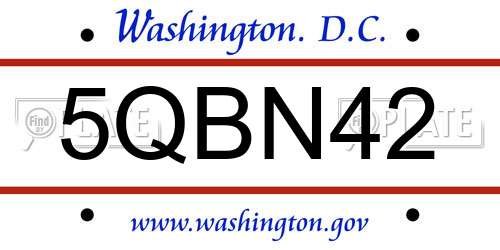 5QBN42 District Of Columbia License Plate