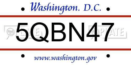 5QBN47 District Of Columbia License Plate