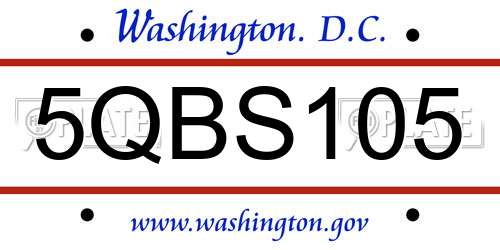 5QBS105 District Of Columbia License Plate