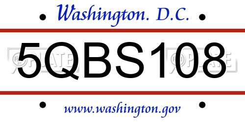 5QBS108 District Of Columbia License Plate