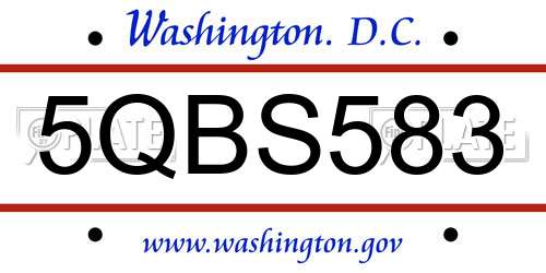 5QBS583 District Of Columbia License Plate