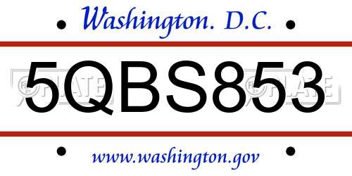 5QBS853 District Of Columbia License Plate