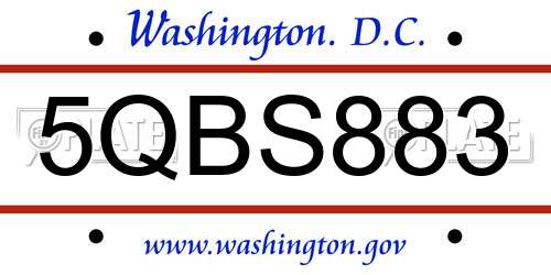 5QBS883 District Of Columbia License Plate