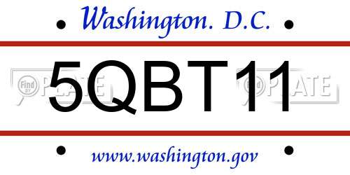 5QBT11 District Of Columbia License Plate