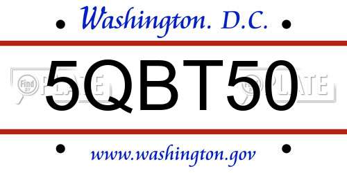 5QBT50 District Of Columbia License Plate