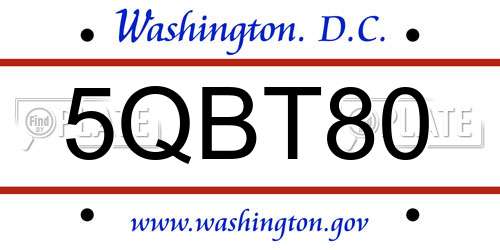 5QBT80 District Of Columbia License Plate