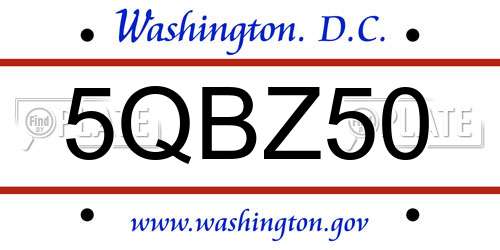 5QBZ50 District Of Columbia License Plate