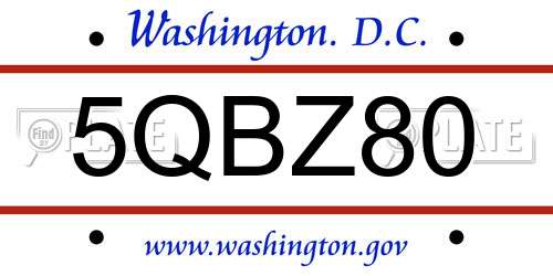 5QBZ80 District Of Columbia License Plate