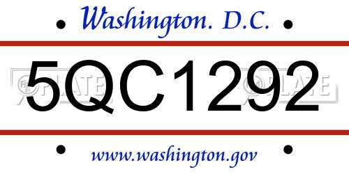 5QC1292 District Of Columbia License Plate