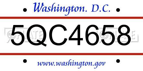 5QC4658 District Of Columbia License Plate