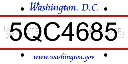5QC4685 District Of Columbia License Plate