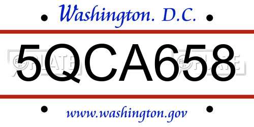 5QCA658 District Of Columbia License Plate