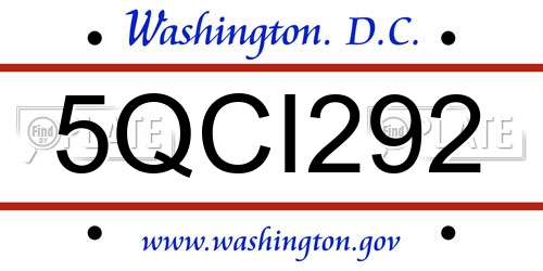 5QCI292 District Of Columbia License Plate
