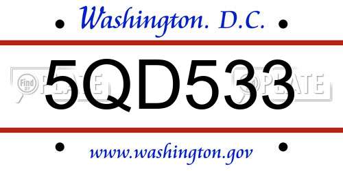 5QD533 District Of Columbia License Plate