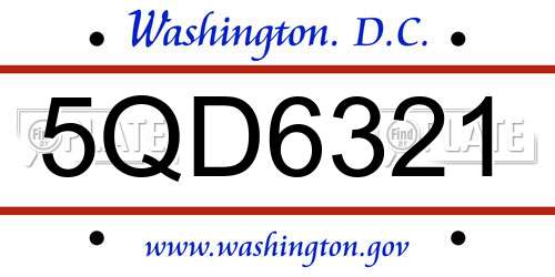 5QD6321 District Of Columbia License Plate