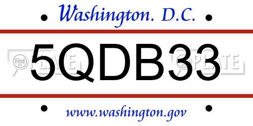 5QDB33 District Of Columbia License Plate