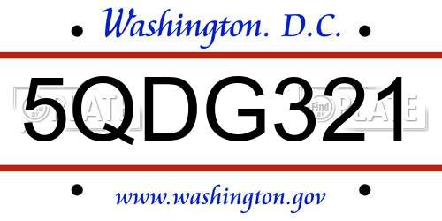 5QDG321 District Of Columbia License Plate