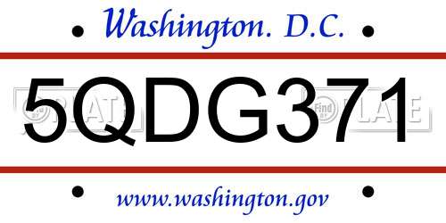 5QDG371 District Of Columbia License Plate