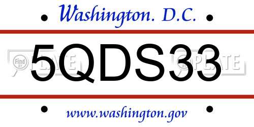 5QDS33 District Of Columbia License Plate