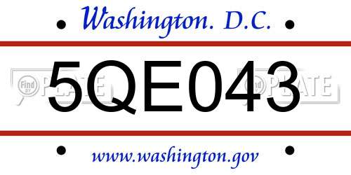 5QE043 District Of Columbia License Plate