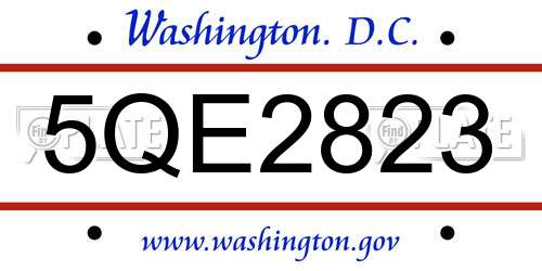 5QE2823 District Of Columbia License Plate
