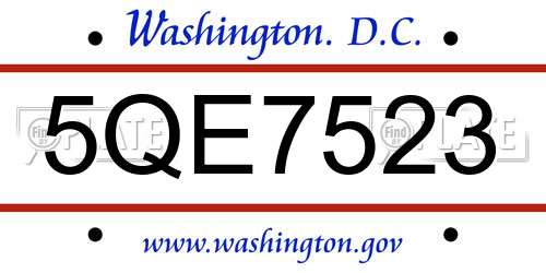 5QE7523 District Of Columbia License Plate
