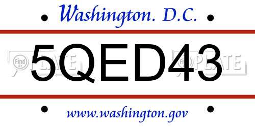 5QED43 District Of Columbia License Plate