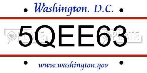5QEE63 District Of Columbia License Plate