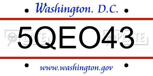 5QEO43 District Of Columbia License Plate