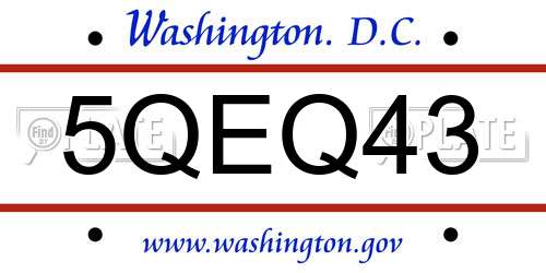 5QEQ43 District Of Columbia License Plate