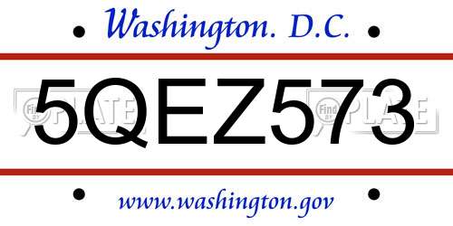 5QEZ573 District Of Columbia License Plate