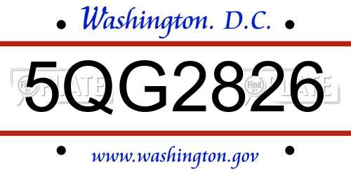 5QG2826 District Of Columbia License Plate