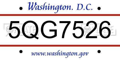 5QG7526 District Of Columbia License Plate