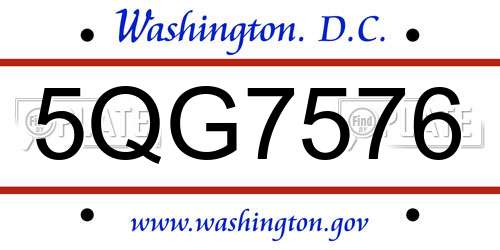 5QG7576 District Of Columbia License Plate