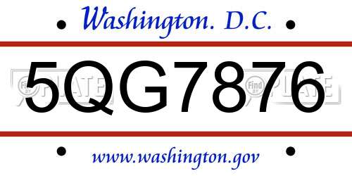 5QG7876 District Of Columbia License Plate