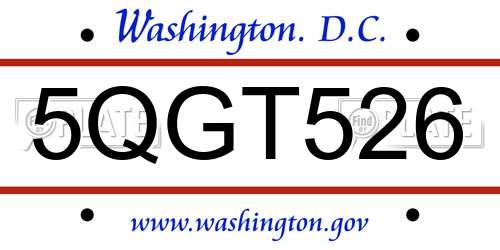 5QGT526 District Of Columbia License Plate