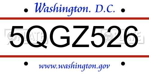 5QGZ526 District Of Columbia License Plate