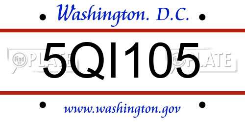 5QI105 District Of Columbia License Plate